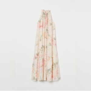 H&M Floral Halter Maxi Dress in Cream, Pink, Green